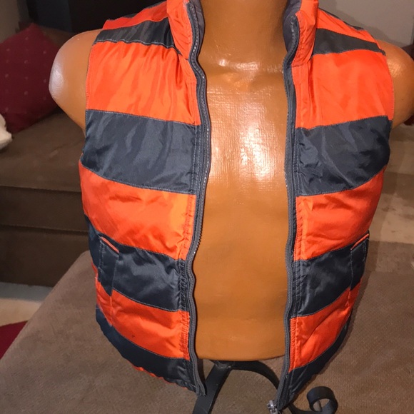 GapKids reversible vest black orange gray pocketed zippered size M - Picture 1 of 11